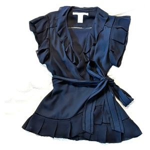DVF Navy Marcelo wrap top sz 6